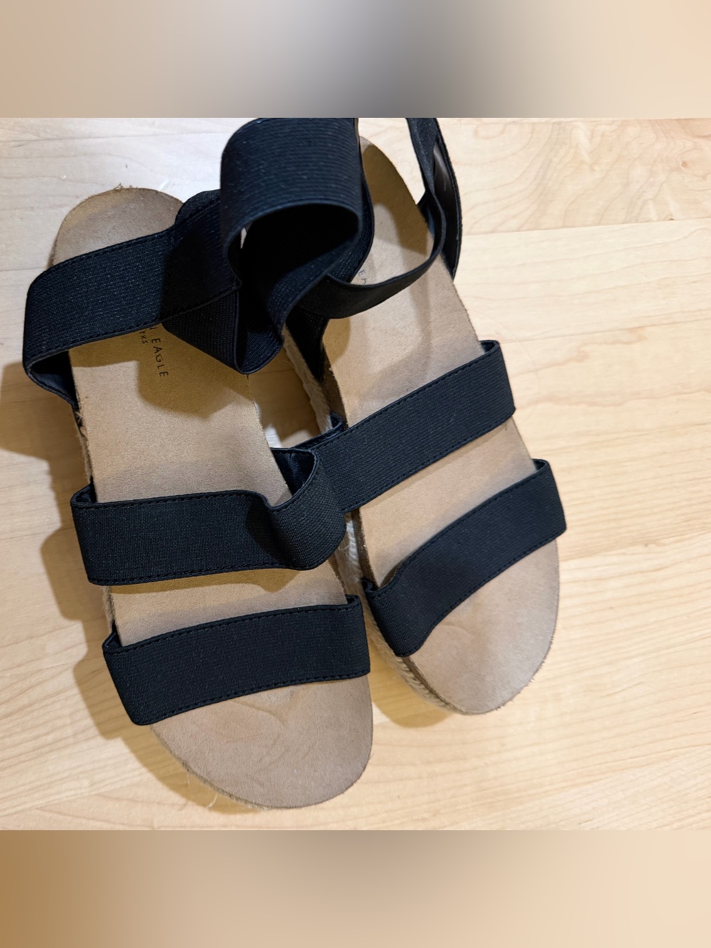 American Eagle Outfitters Black Espadrille Platform Sandals